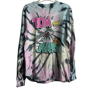 Tom & Jerry Tie-Dye Long Sleeve Tee - M